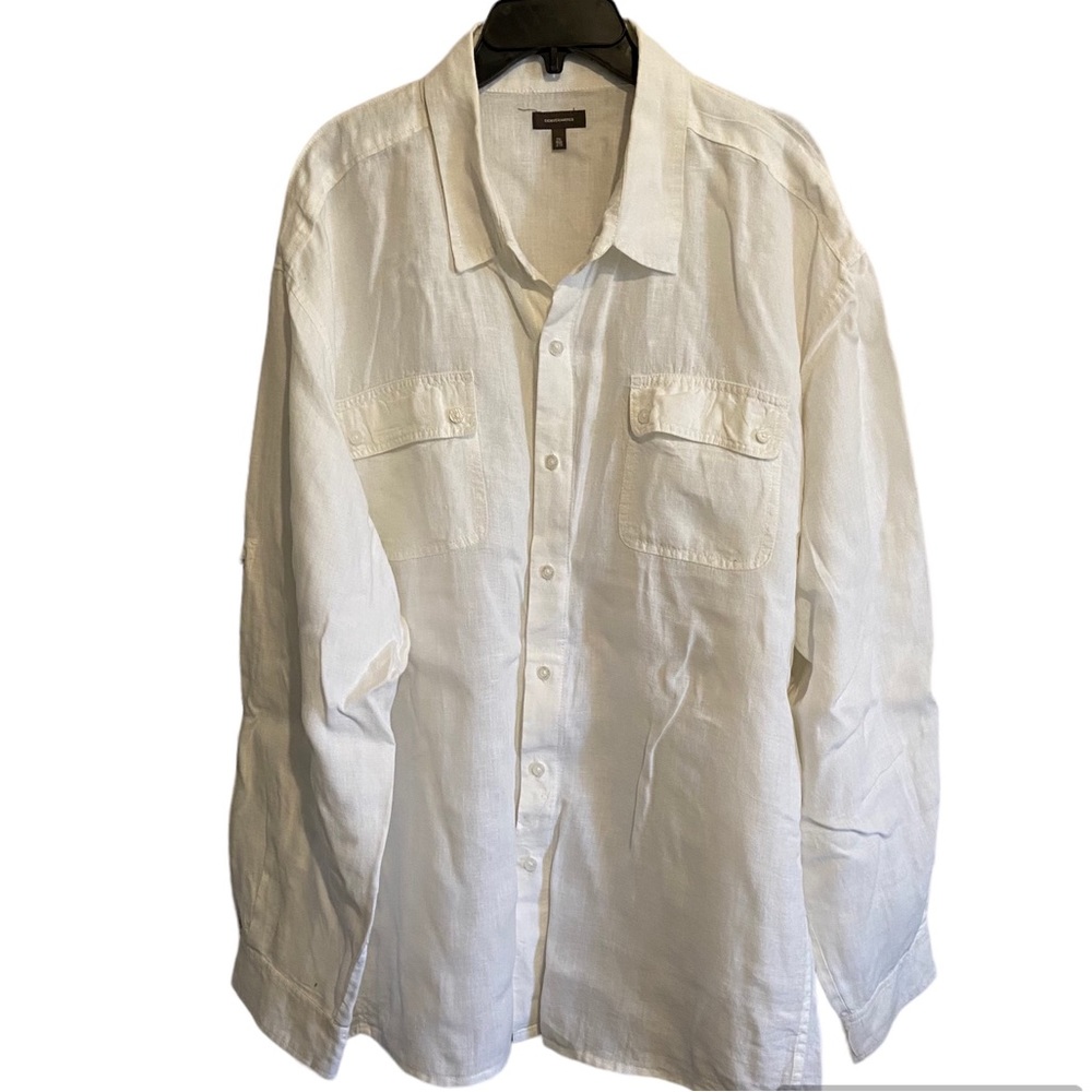 Denverhayes Linen Shirt Long Sleeve Coastal Minimalist Beach Cruise Luxury XXL